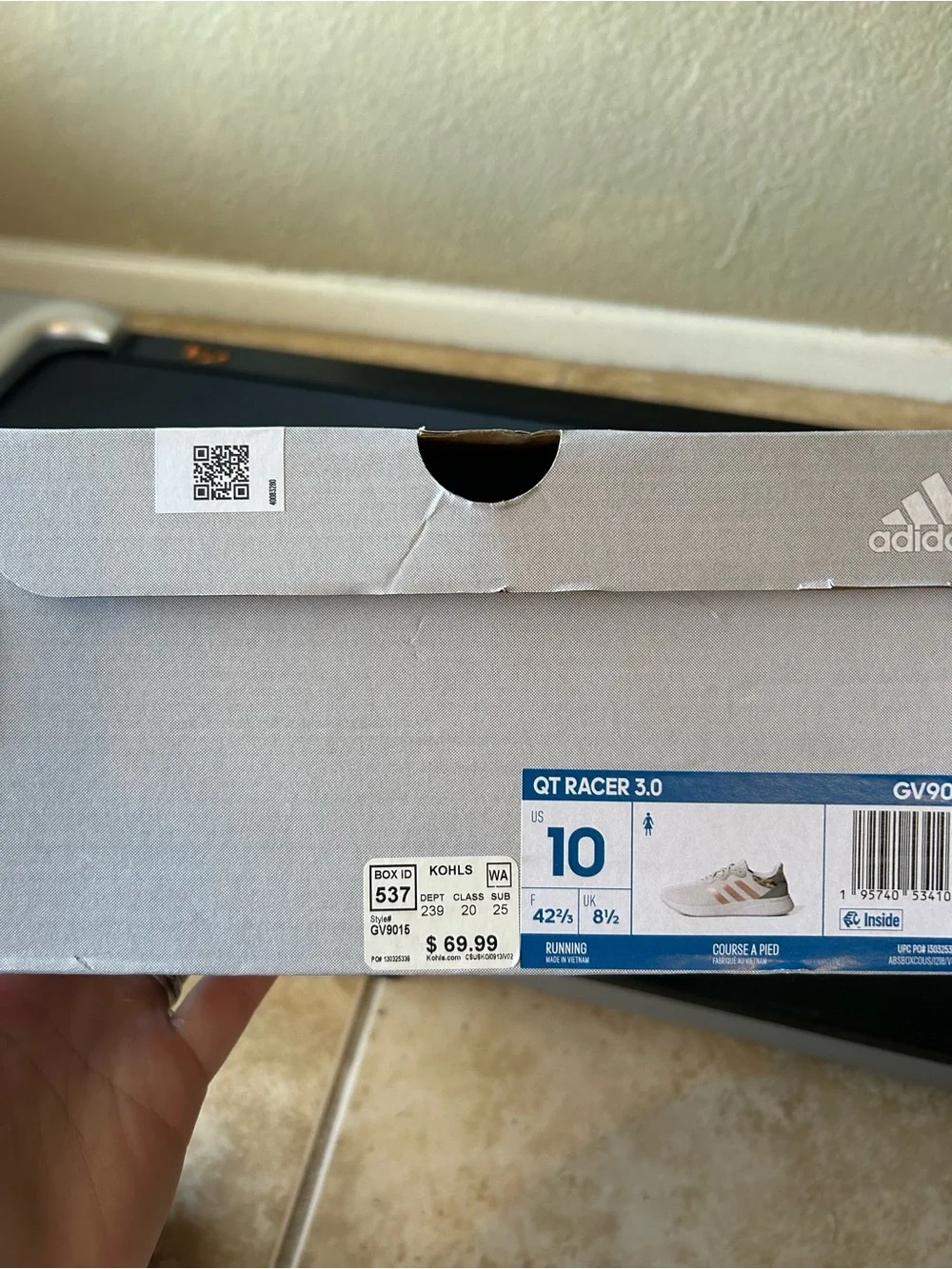 adidas Women’s White Sneakers with Pink Stripes & Floral Heel